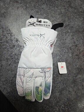 NWT Arctix Womens Size Large White Tropic Print Blitz Puffer Winter Gloves Ski